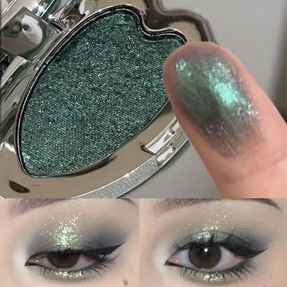 Pearlescent Lavender Eyeshadow Palette Facial Highlighter Brightening Blusher Glitter Heart-shaped Eye Shadow Women Makeup  ﻿