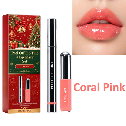 Christmas Peel Off Lip Tint Set Smudge Proof Easy Apply Nourishing Comfortable Wear Festive Long Lasting Lip Stain With Glaze