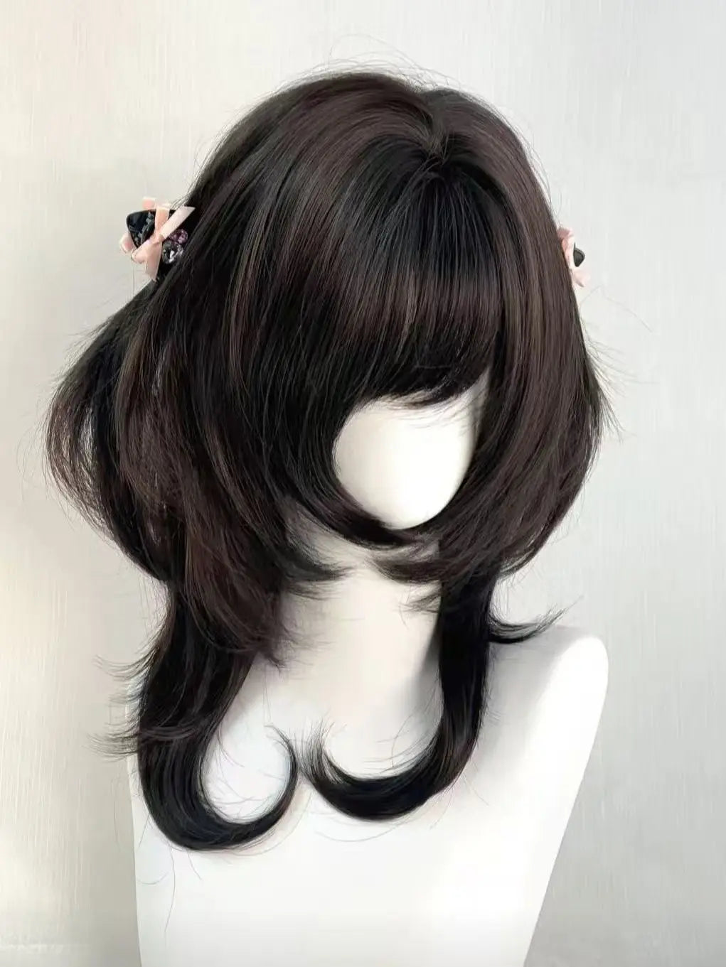 Layered Wig with Bangs Japanese Style 18inch Collarbone Hair Jellyfish Headband Wig Curly High Temperature Fibers Synthetic Wigs