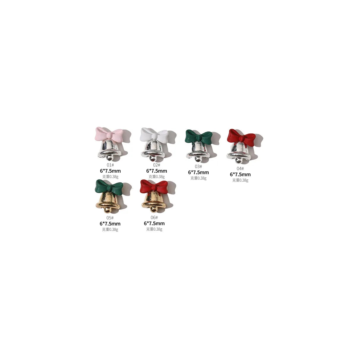 Gold Silver Christmas Bell Nail Art Accessories Winter Bow Alloy Exquisite Nail Charms Jewelry Luxury Manicure Decorations Parts