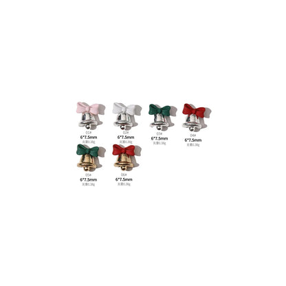 Gold Silver Christmas Bell Nail Art Accessories Winter Bow Alloy Exquisite Nail Charms Jewelry Luxury Manicure Decorations Parts
