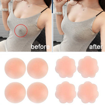 2/6/12PCS Invisible Self Adhesive Chest Paste Reusable Sticker Breast Petal Bra Pad Silicone Petal Nipple Cover