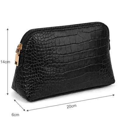 Customized Letters PU Leather Cosmetic Storage Bag Classic Simple Atmosphere Solid Color Make Up Bag Advanced Zipper Wash Bag