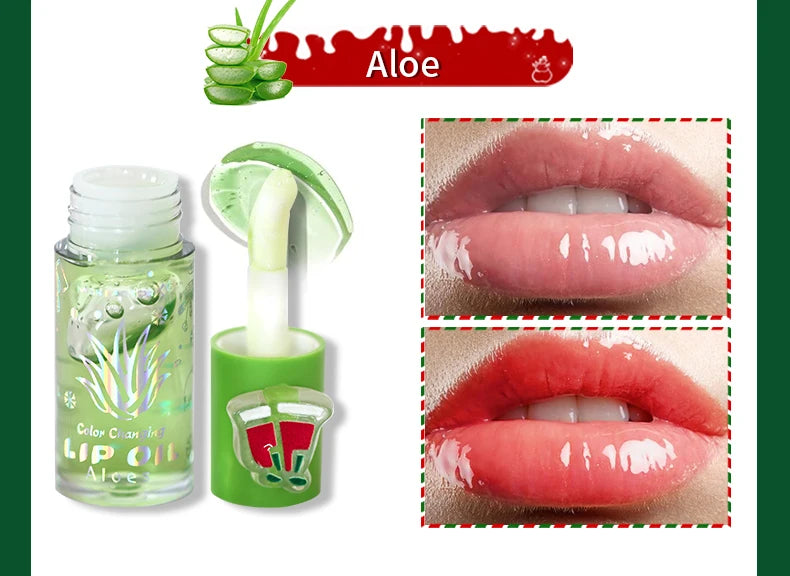 Christmas lip gloss gift box, long-lasting moisturizing and color changing lip oil, high gloss effect lip gloss 5- pieces