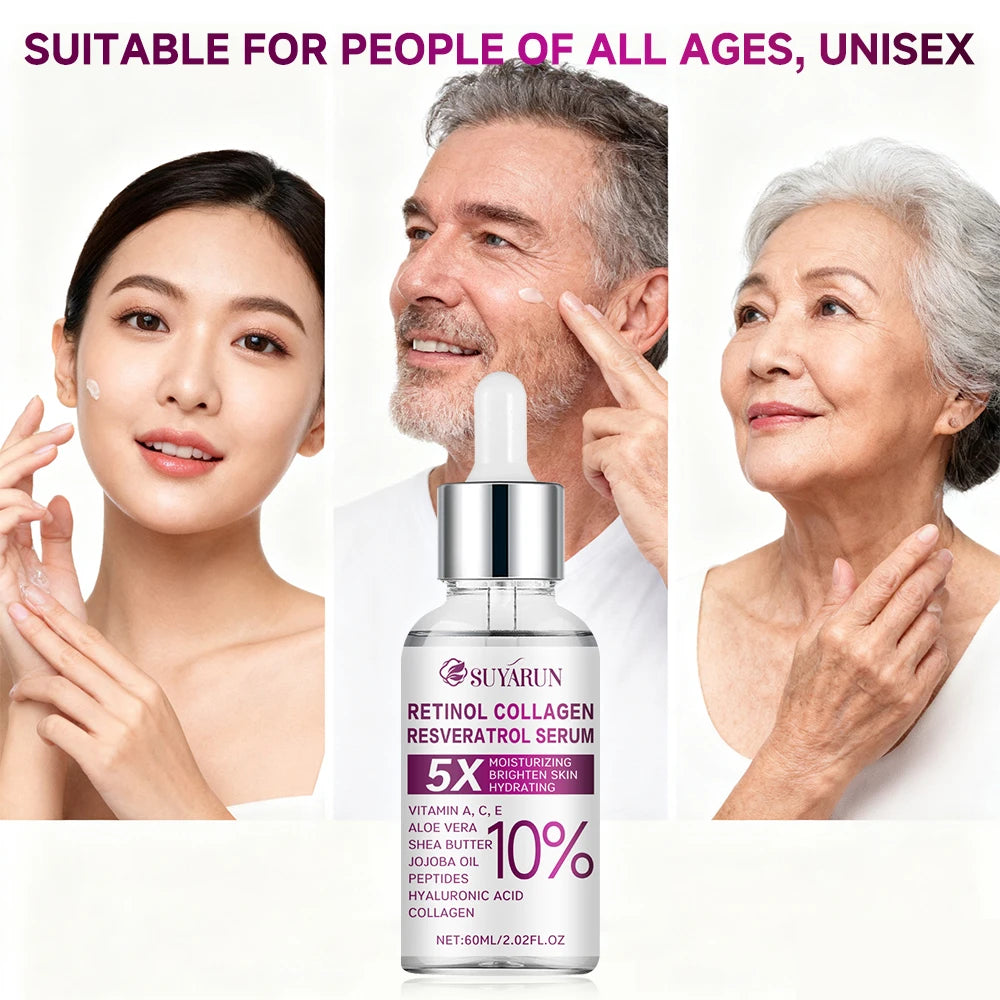 SUYARUN Retinol Resveratrol Facial Serum, Organic Brightening Moisturizer, Reduces Wrinkles & Dark Spots.