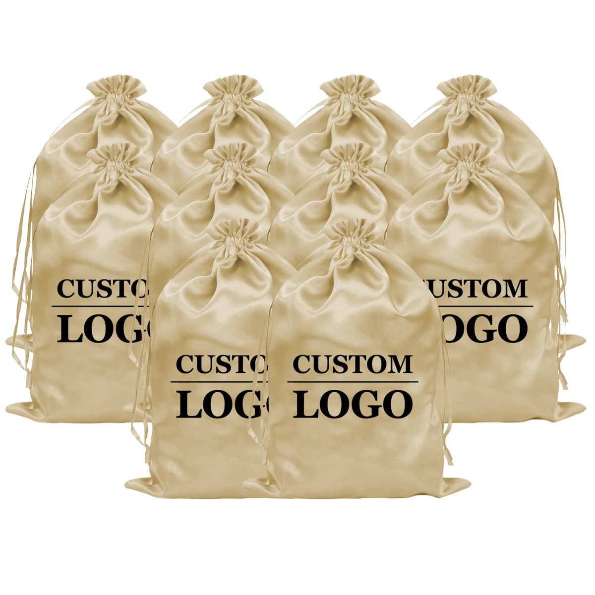 10PCS Custom Satin Bags Hair Bags Luxury Goods Silk Packaging Drawstring Pouches Makeup Case Shoes Cloth Wigs Storage Bag