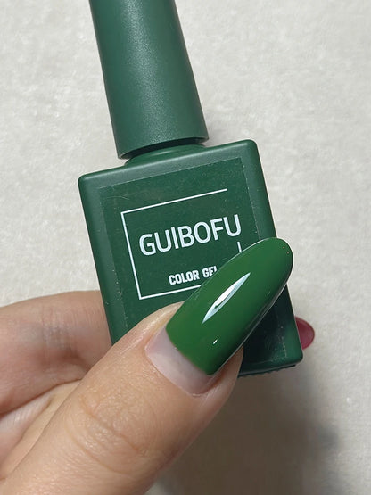 15ml Green Series Fall Shine Finish Semi Permanent Glitter Sequins Nail Polish Set Kit Soak Off Uv Varnish Nail Art
