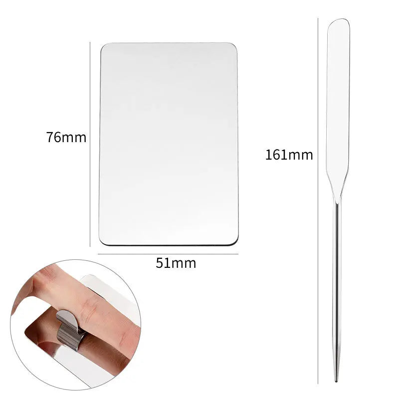 2pcs Makeup Mixing Palette Set Makeup Spatula Palette with Foundation Spatula, Stainless Steel Makeup MixingTray Nail Art Palet