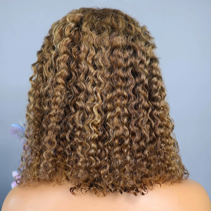 250 Density Highlight Short Bob 100% Human Hair Wigs Water Wave 13x4 HD Lace Front Wigs Ombre Blonde Deep Wave Lace Frontal Wig
