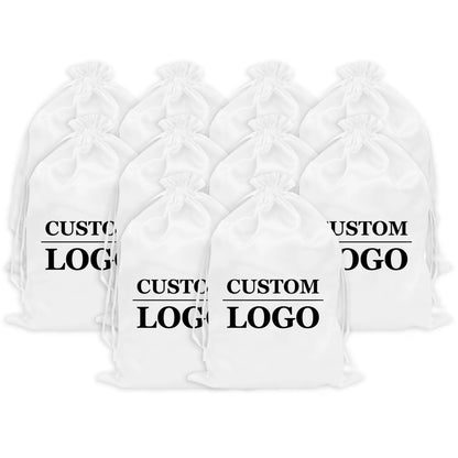 10PCS Custom Satin Bags Hair Bags Luxury Goods Silk Packaging Drawstring Pouches Makeup Case Shoes Cloth Wigs Storage Bag