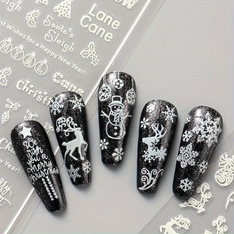 9PCS Nail Stamping Plates Christmas French Xmas Steel Printing Stencil Snowflakes Nail Stamp Templates Nail Art Manicure Tools
