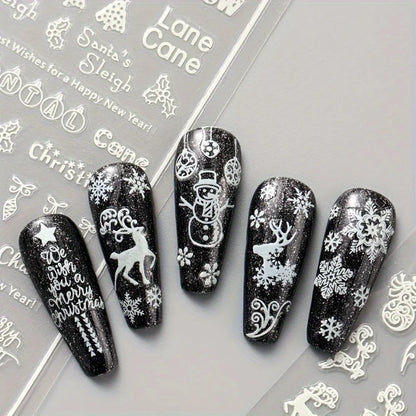 9PCS Nail Stamping Plates Christmas French Xmas Steel Printing Stencil Snowflakes Nail Stamp Templates Nail Art Manicure Tools
