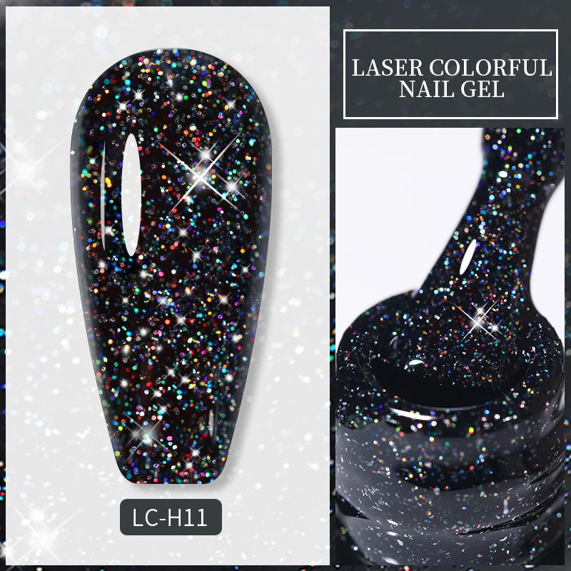 LILYCUTE 7ML Champagne Gold Reflective Glitter Gel Nail Polish Superflash Colorful Sparkling Effect For Manicure Nail Art UV Gel