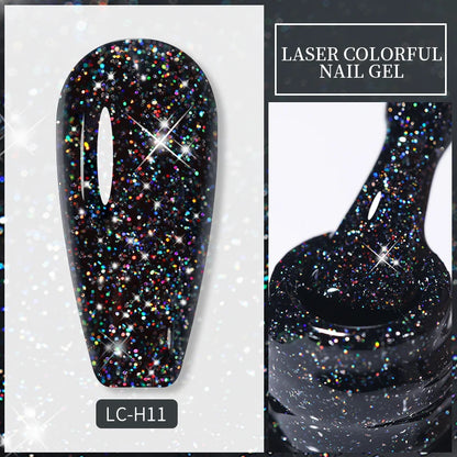 LILYCUTE 7ML Champagne Gold Reflective Glitter Gel Nail Polish Superflash Colorful Sparkling Effect For Manicure Nail Art UV Gel