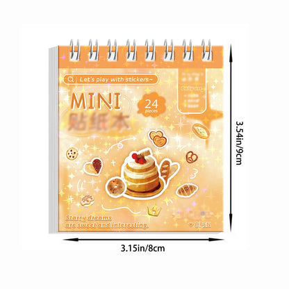 24 sheets Handheld Sticker Notebook Mini Nail Stickers Cartoon Stickers Decorative Small Patterns High Beauty Cute