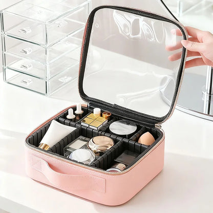 New PU Leather Cosmetic Bag For Women Professional Makeup Case Travel Toiletry Makeup Bag Beauty Nail ToolBox Make Up Handbag