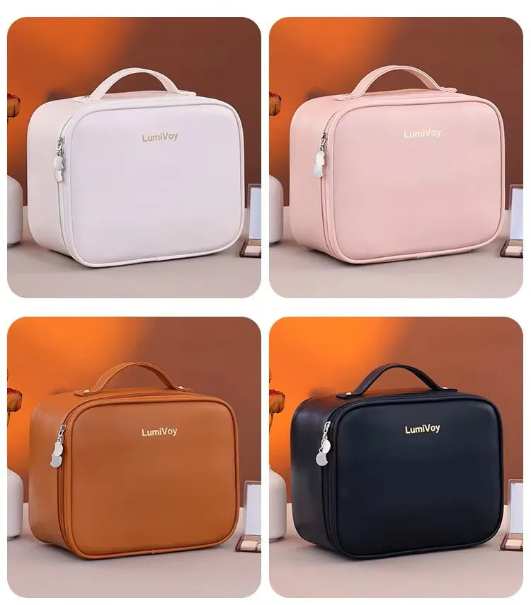 2026 New Fashion Large Capacity PU Zipper Storage Makeup Bags Portable Travel Tote for Bag Makeup Brush Cosmetic Case