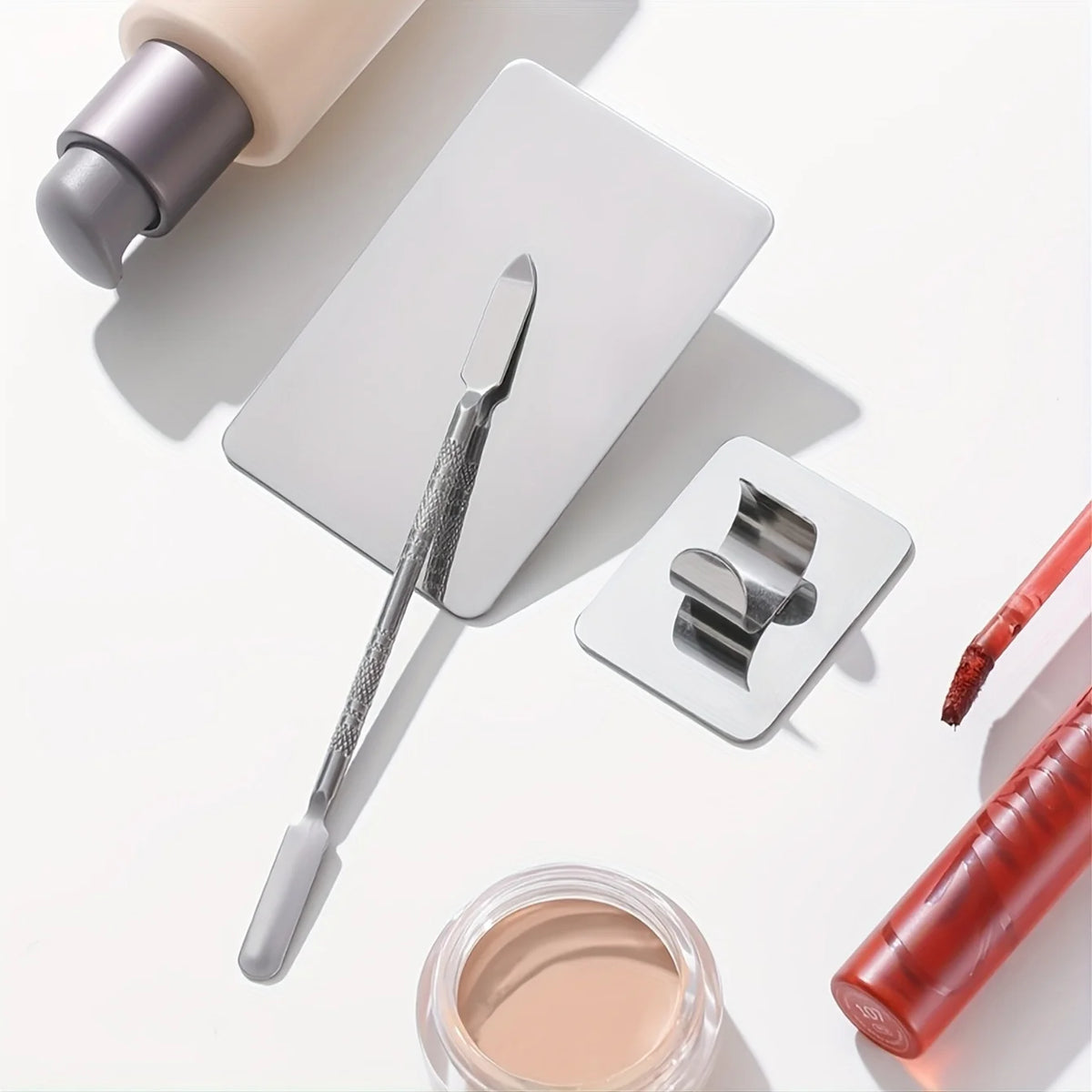 1/2/3/5PCS Makeup Mixing Palette Makeup Spatula Palette with Foundation Spatula Stainless Steel Makeup MixingTray Nail Art Palet