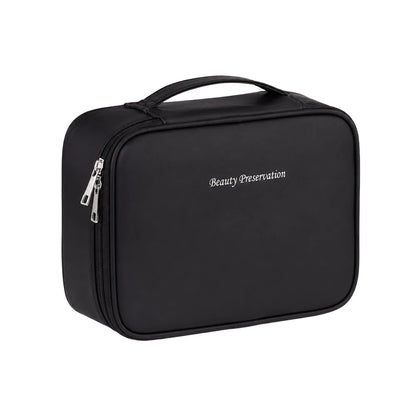 Luxury Double Layer Cosmetic Bag Zippered Waterproof Makeup Bag Large Capacity Cosmetics Organizer