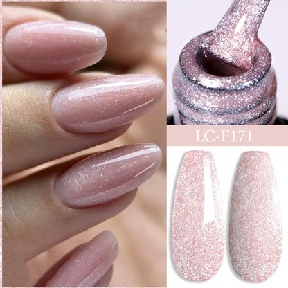 LILYCUTE 7ML Champagne Gold Reflective Glitter Gel Nail Polish Superflash Colorful Sparkling Effect For Manicure Nail Art UV Gel