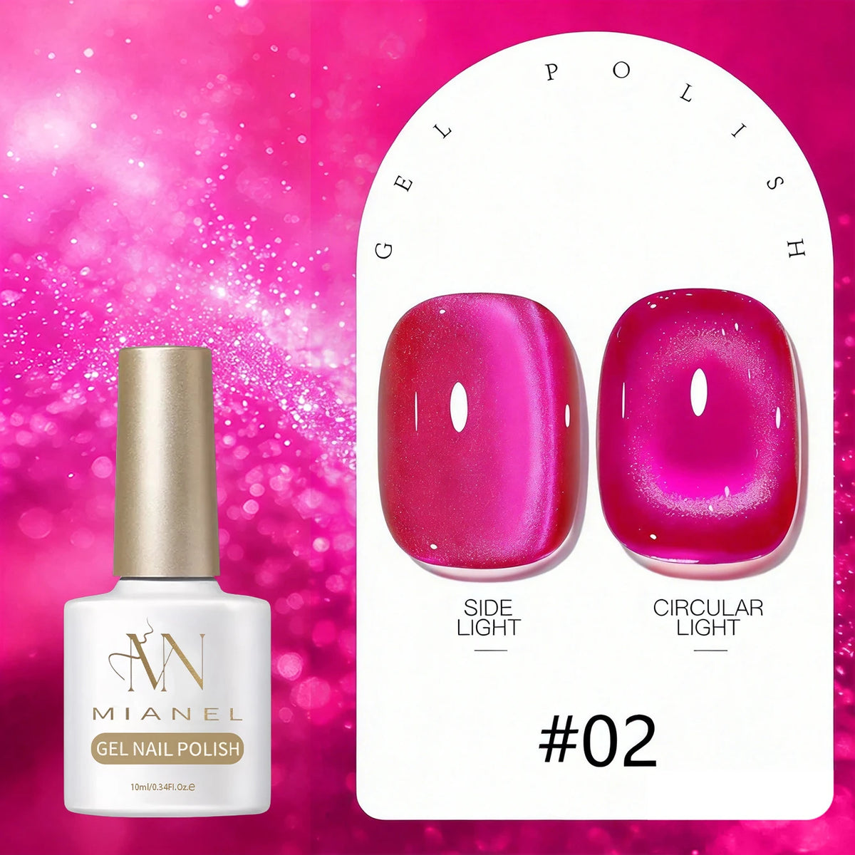 MIANEL 2026 Summer Trend Nude Pink Cat Eye Gel Nail Polish Soft Brightening Transparent Peach Pink with Glass Bead