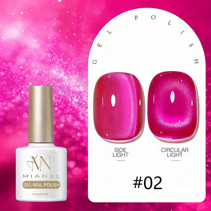 MIANEL 2026 Summer Trend Nude Pink Cat Eye Gel Nail Polish Soft Brightening Transparent Peach Pink with Glass Bead