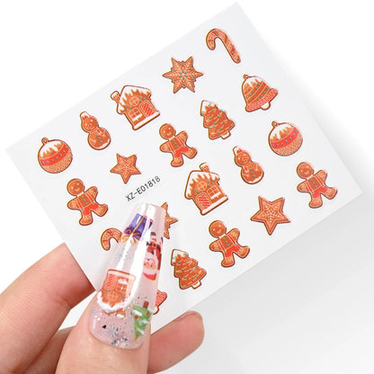 30pcs Cartoon Christmas Mini Nail Stickers Set Snowman, Snowflake, Penguin, Candy Adhesive Nail Decals Winter Manicure Sliders
