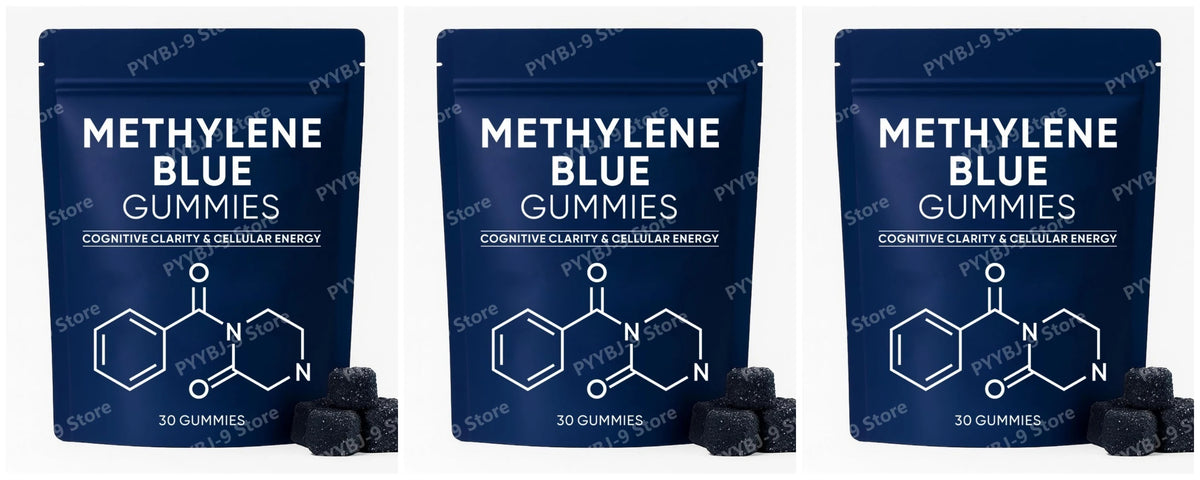 Methylene Blue Gummies with PQQ NAC Vitamin B2 & B3, Supports Cognitive Clarity & Cellular Energy Brain Nutrient for Adults 30Ct