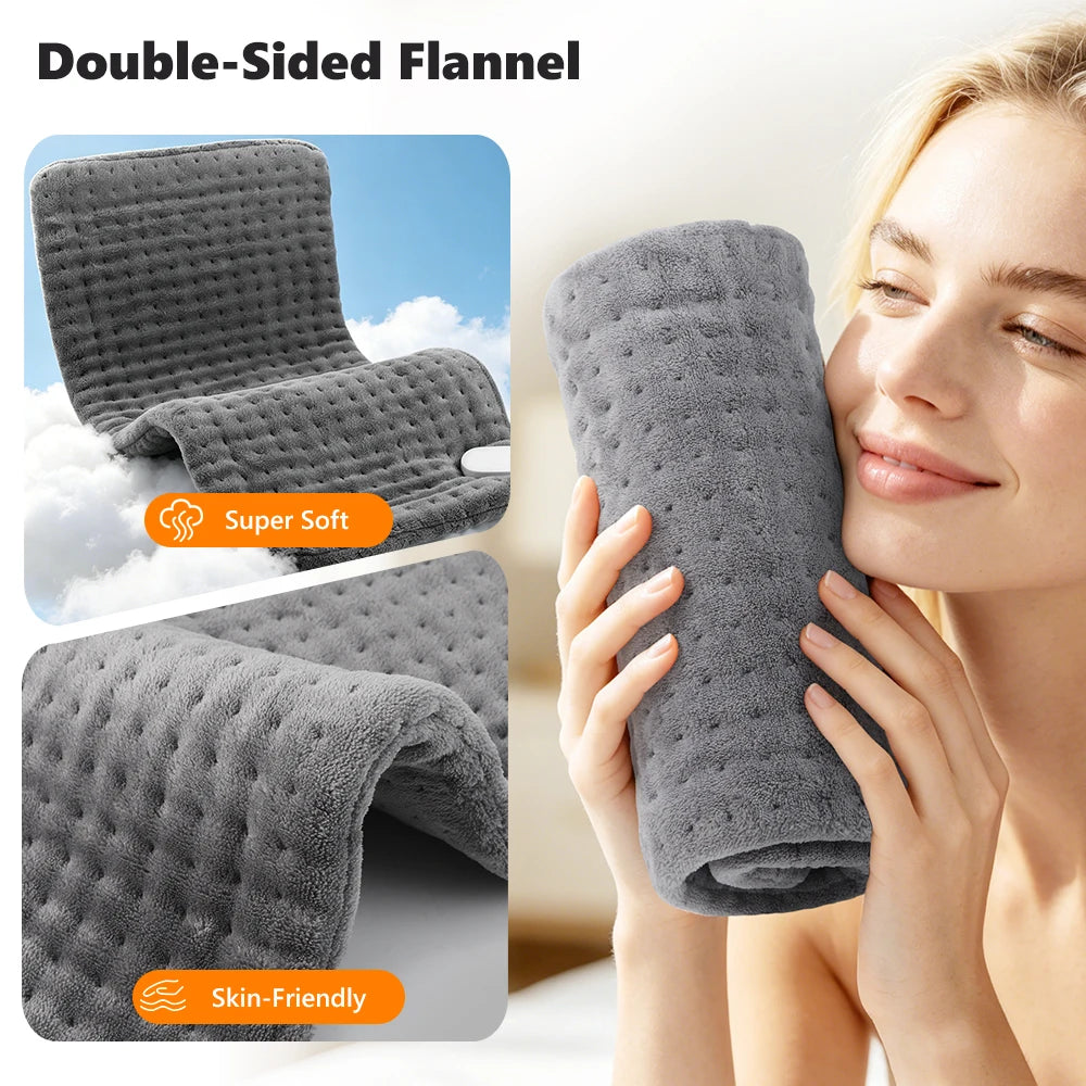 60x30cm Electric Blanket 10 Levels Heating Pad Double Helix Temperature Control Timing Thermal Mat for Office Home Period Cramps