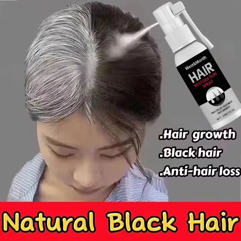 Gray White Hair Treatment Serum Cover White Hairs To Black Natural Color Repair Spray Anti Loss Hair Restore Healthy Hair Care