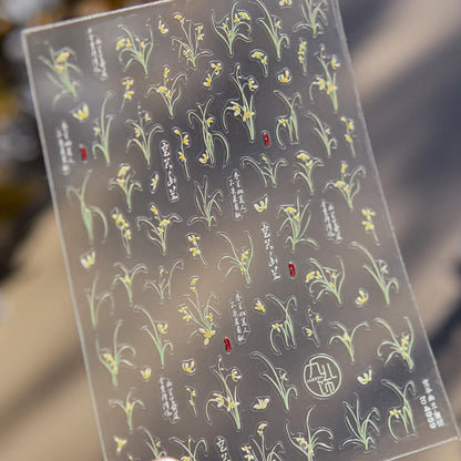 Cute Winter Cartoon Christmas Tree 5D Nail Sticker Snowman Rabbit Bow Pearl Wreath Cake Snowflake Star Self‑Adhesive Nail Decal