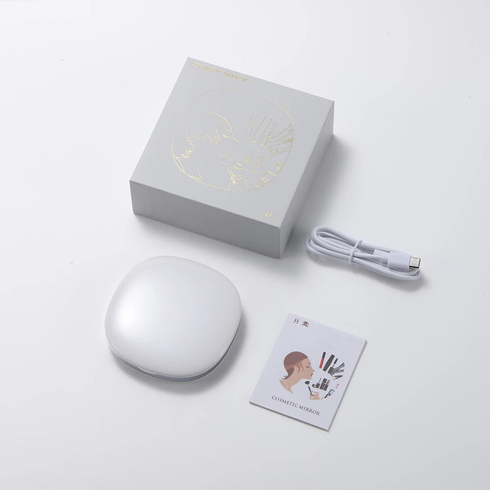 UV Mirror for Sunscreen Test Camera,Sun Protection Visualization Travel Makeup Mirror，with LED Light Compact Hand Mirror