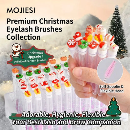 20Pcs Christmas Mascara Wand Eyelash Brushe Spoolies Eye Lash Extension Tool Makeup Accessories Xmas Gift for Women Random Style
