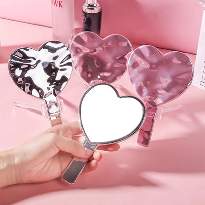 Eyelash Extension Handheld Makeup Mirror High Definition Heart Shape Hand Vanity Mirror For Women's Makeup Cosmetic Beauty Tools