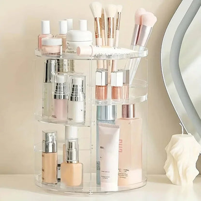 360 Rotating Acrylic Cosmetic Organizer Transparent Multi-Layer Large Capacity Makeup Storage for Vanity Bathroom Desktop