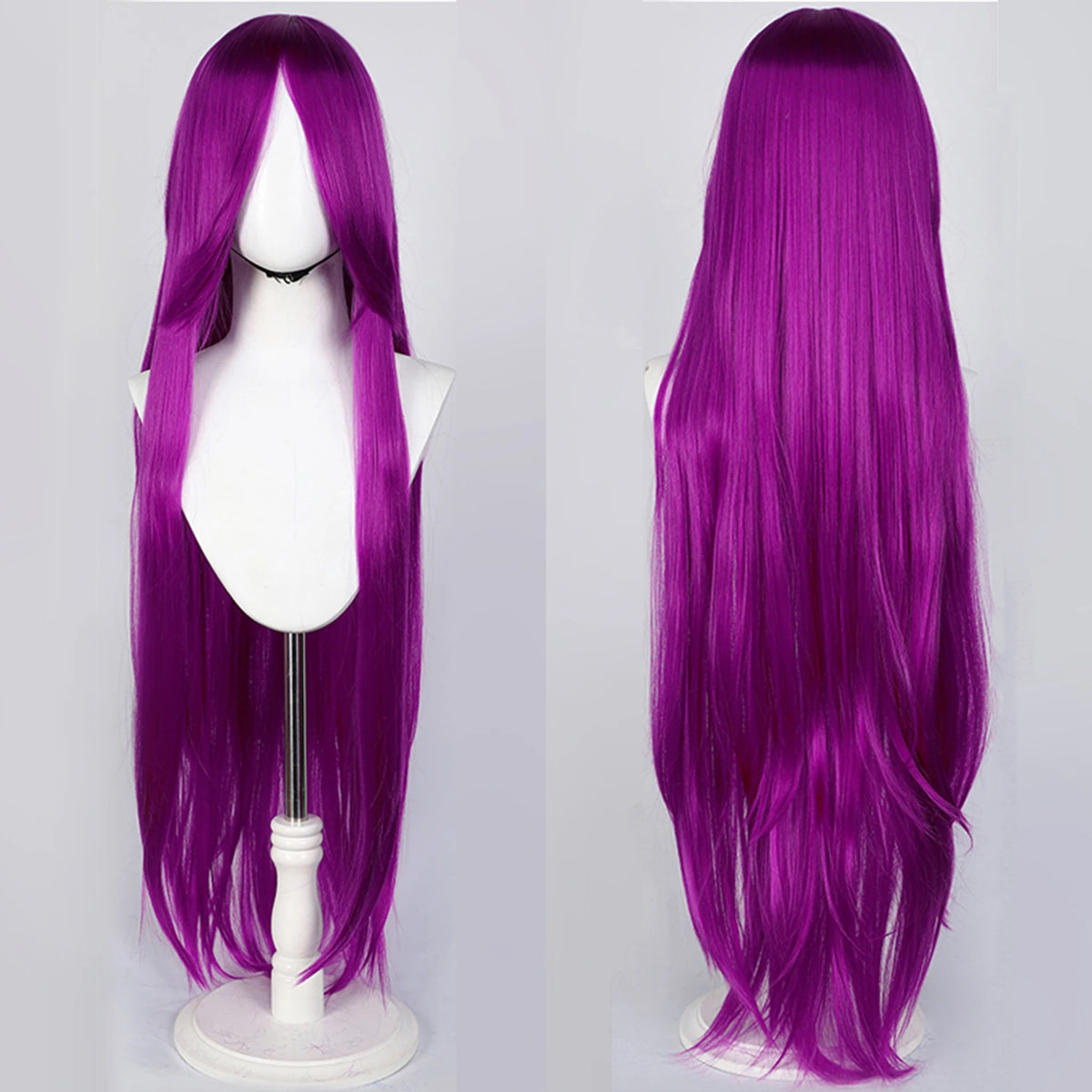 100CM Long Straight Wig With Bangs Synthetic Cosplay Wig For Women Pink Purple Cosplay Wigs for Party For Halloween