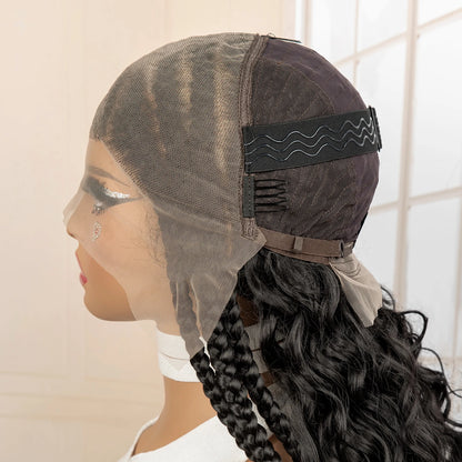 26 Inches Synthetic Cornrow Braided Wig 13x6 Lace Frontal Curly Braiding Wig African Braids Hair Wigs for Black Women