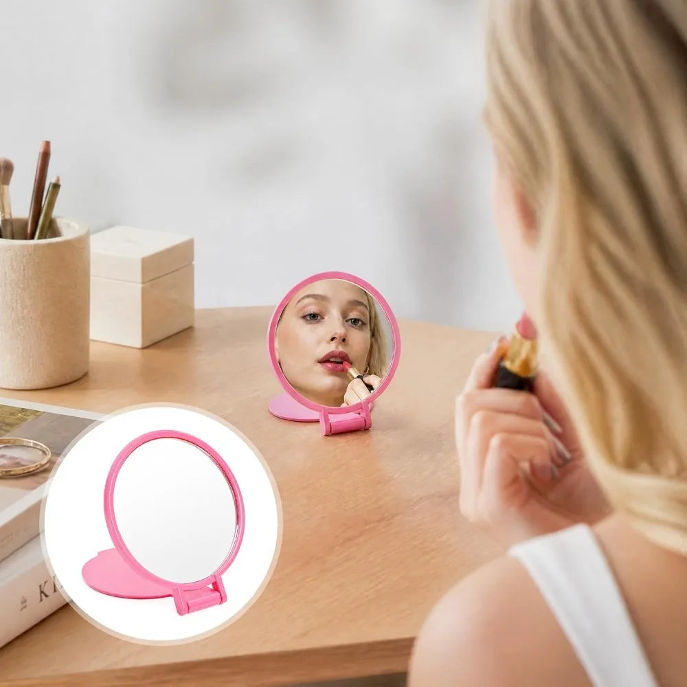 6-60 Pcs Pink Compact Portable Travel Cosmetic Mirror Bulk, Mini Folding Pocket Makeup Mirror Wedding Bridal Shower Party Favor