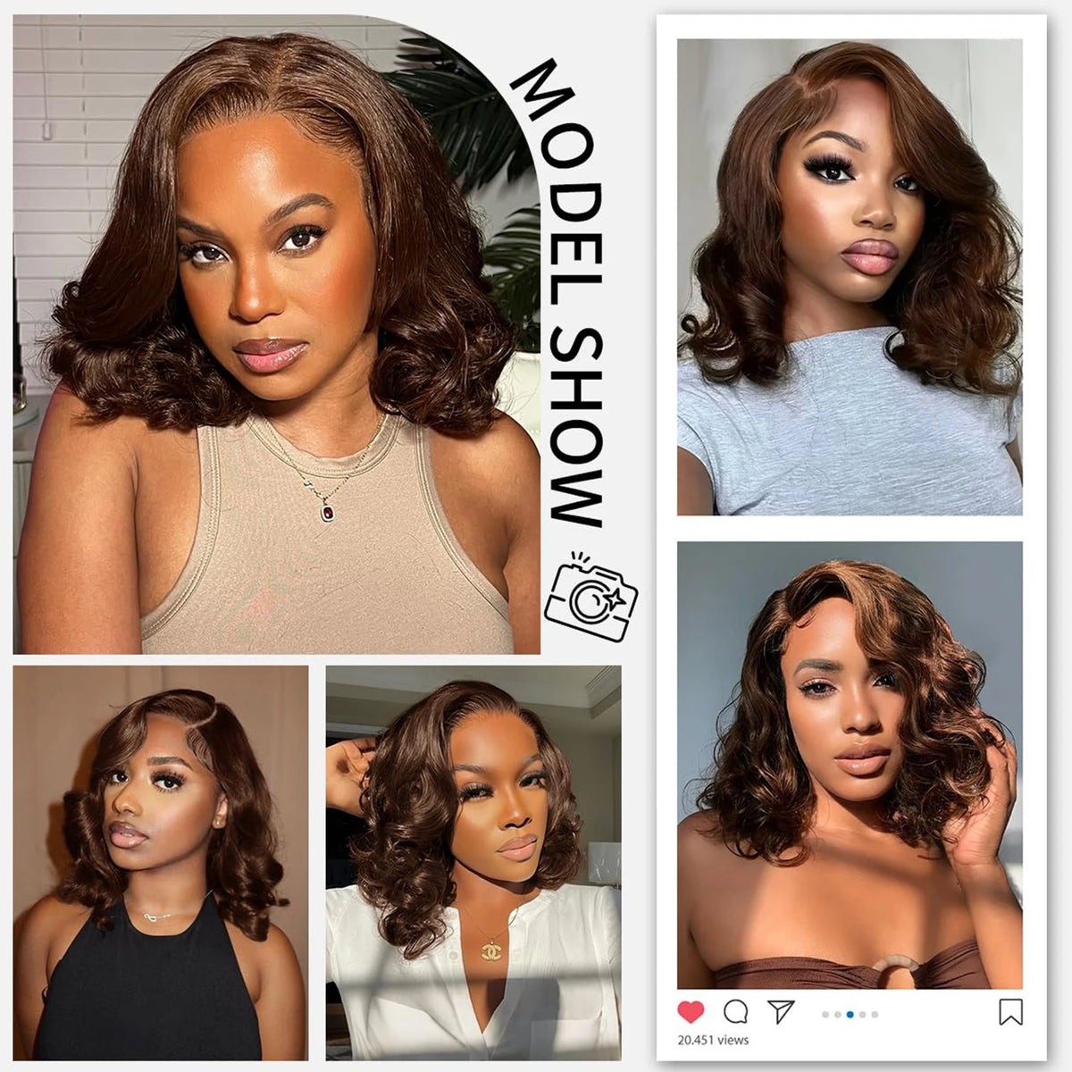 Loose Body Wave Chocolate Brown 4x4 5x5 HD Lace Frontal Bob Wigs Human Hair PrePlucked Brazilian Colored Human Hair Wigs 250%