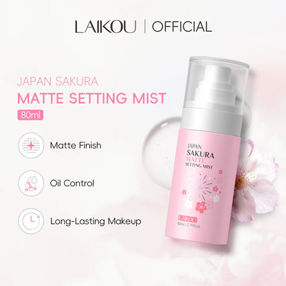 LAIKOU Japan Sakura Dewy Setting Mist Makeup Setting Spray Hydrating Face Mist Radiant Glow Finishing Spray 80ml