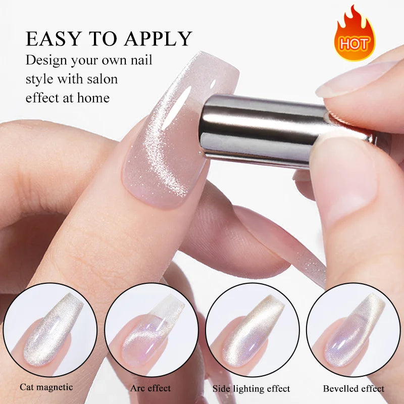 BORN PRETTY 10ml Rainbow Glass Cat Magnetic Nail Gel Polish Sparkling Double Light Reflective Glitter Colorful Laser Varnish