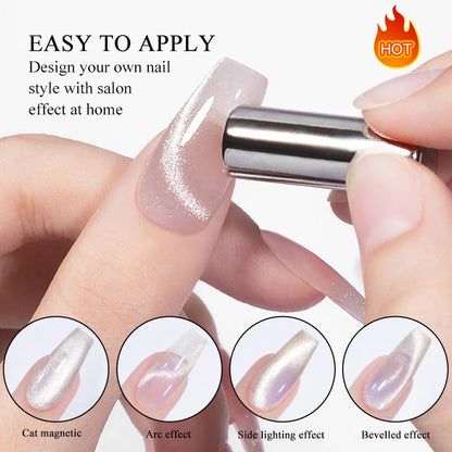 BORN PRETTY 10ml Rainbow Glass Cat Magnetic Nail Gel Polish Sparkling Double Light Reflective Glitter Colorful Laser Varnish