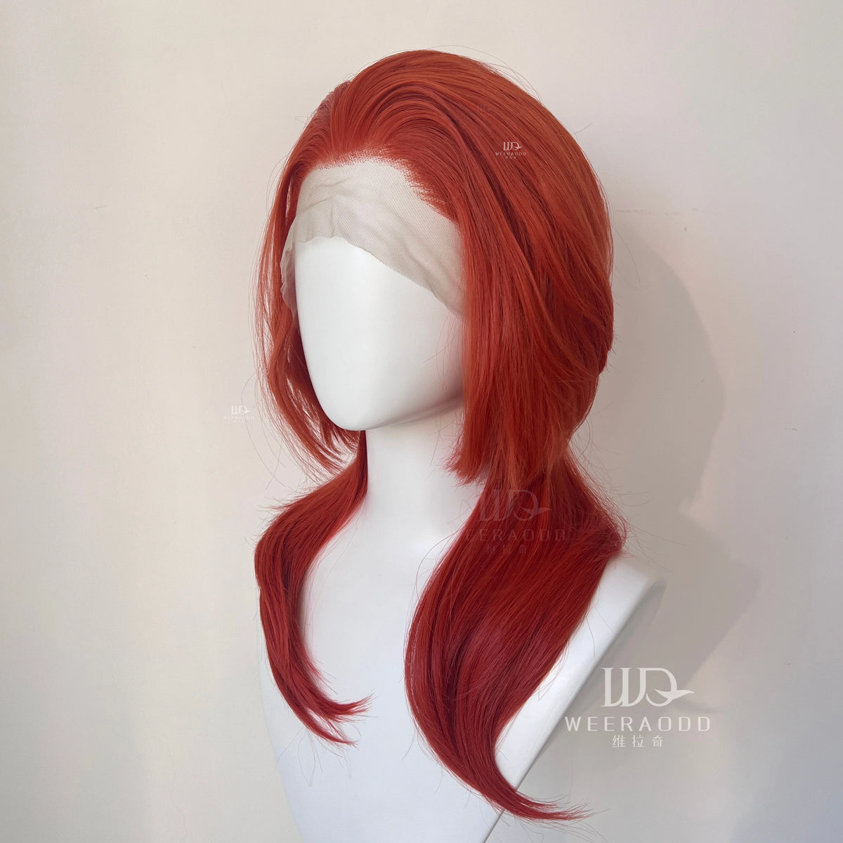 Orange Red  13x4 Synthetic Lace Front Wigs for Women Cosplay Shoulder Length Short Curly Synthetic Wigs Layers Ponytails