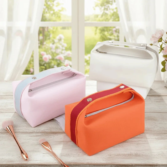 Trendy Large Capacity Cosmetic Storage Bag Portable Handheld Makeup Pouch Canvas Travel Storage Bag Cosmetic Storage