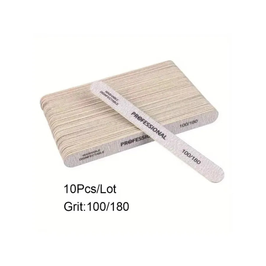 10/25/50Pcs Nail File 100/180/240 Wooden Sanding Buffer Block Pedicure Manicure UV Gel Nail Polish Pro Files Artificial tips