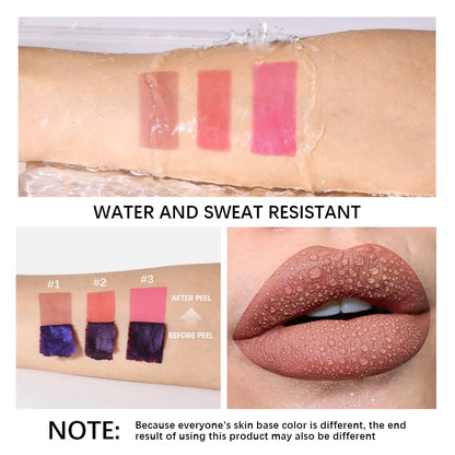 Peel Off Lip Stain Tattoo Tint Long Lasting Waterproof Smudge Transfer Proof Rich Pigment Natural Vivid Lip Color Lightweight Daily Lip Makeup Cosmetic