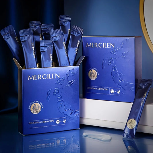 Mercilen Ginseng Cordyceps Collagen Luxurious Nourishing and Firming Mask 4Gx20 Packs, Deeply Moisturizes and Firms the Skin, Deeply Cleanses and Brightens Even Skin Tone, Makes Skin Look Younger, Suitable for All Skin Types