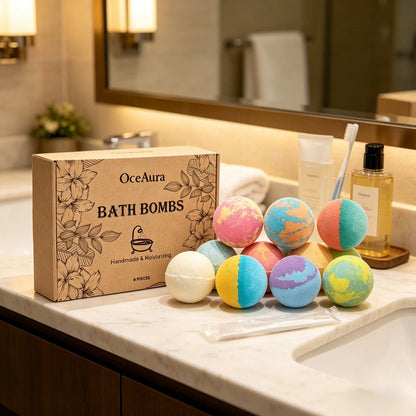 OceAura Bath Bombs Set Lily Rose Rosemary Bubble Skin Exfoliation Improve Dryness Handmade Gift Relaxing Spa Bath Salt Balls