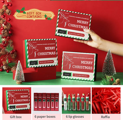 Christmas Colorful Lip Gloss Set Lip Stain Lipstick Woman Make Up Long Lasting Lipsticks Shiny Lip Gloss Pack Set Cosmetics Make
