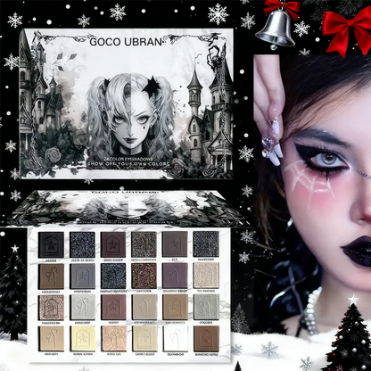 24-Color Dark Elf Eyeshadow Palette Gothic Vampire Style High-Pigment Shimmer/Glitter Eye Makeup Set Perfect Christmas Gift